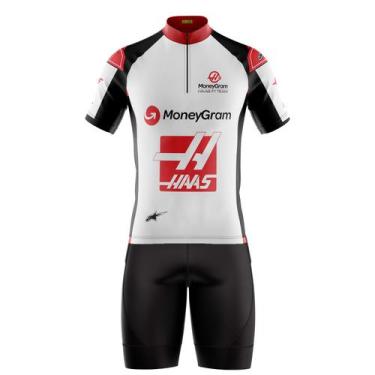 Imagem de Conjunto Ciclismo Masculino Bermuda E Camisa Haas F1 Branco Com Bolsos