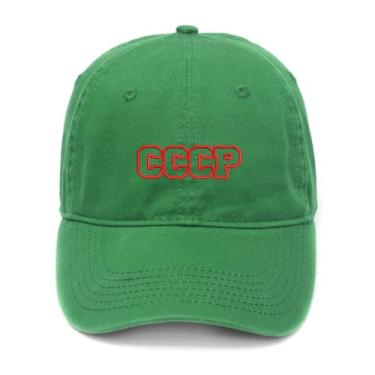Imagem de L8502-LXYB CCCP Boné de beisebol masculino bordado comunista algodão lavado, Verde, 7 1/8