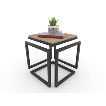 Imagem de Mesa Lateral Cubo  Metalon Preto