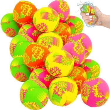 Imagem de Liberty Imports 24 bolas de água salpicadas com bolsa de malha – mini super respingos de 5 cm, bolas absorventes para brinquedos de piscina, atividades ao ar livre de verão na praia para crianças e