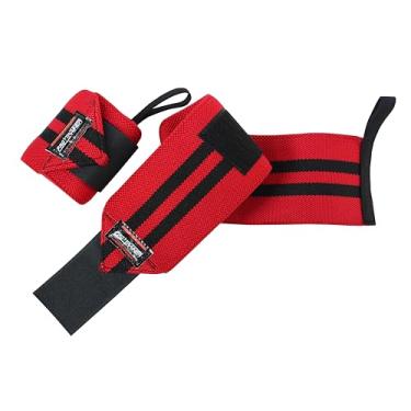 Imagem de Munhequeira Elástica proteção punho Cross Powerlifting Lpo Pulso Levantamento de Peso Musculação (Vermelho com Preto, E 8mm)