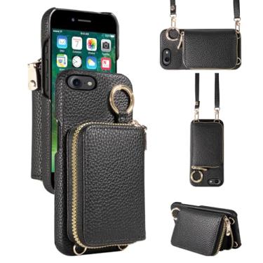 Imagem de Furiet Capa carteira para iPhone 7/8/SE 2020/2022 com alça de ombro, fivela de zíper, bolsa de órgão, capa de telefone para iPhone7 iPhone8 7s 8s i SE2020 SE2022 2/2nd/3/3ª geração SE2 SE3 7SE 8SE