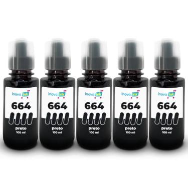 Imagem de 5x Refil Tinta preta Inova Ink 664 Para L455 L495 L396 L575 L1300 L110 L200 L475 T664