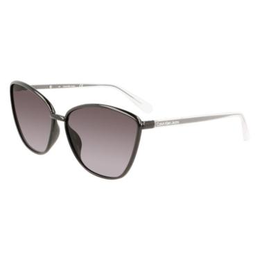 Imagem de Óculos Solar Calvin Klein Jeans Ckj21626s 001 61  Brilho Lente Cinza Degradê-Feminino