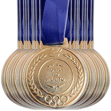 Imagem de Kit 25 Medalhas Honra Ao Mérito Premiação Escola 290mm prata