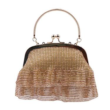 Imagem de RARITYUS Bolsa clutch noturna com strass cintilante para mulheres, bolsa de pulso de cristal, bolsa de ombro para casamento, formatura, Dourado, One Size