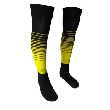 Imagem de Meião Profissional Degrade Kit 20 Pares Preto Com Amarelo - Edm