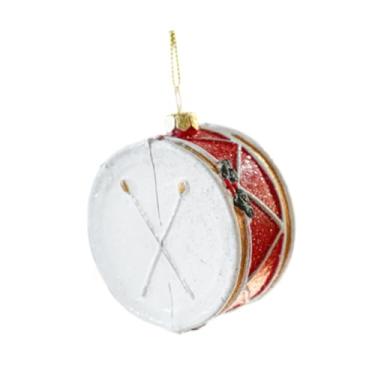 Imagem de Esquirla Pingente de Natal Decoração Pendurada Festa Criativo Decorativo Engraçado Enfeite de Árvore de Natal Decoração de Natal para Quarto Jardim, Tambor Vermelho E Branco, 7.5x8.5 Cm