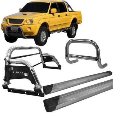 Imagem de Kit Quebra Mato'estribo'santo Antônio H3 L200 004 Cromado - HOZZ