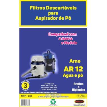 Imagem de KIt C/3 Filtro Saco Coletor de Pó para Aspirador de Pó Arno AR12 e H3P