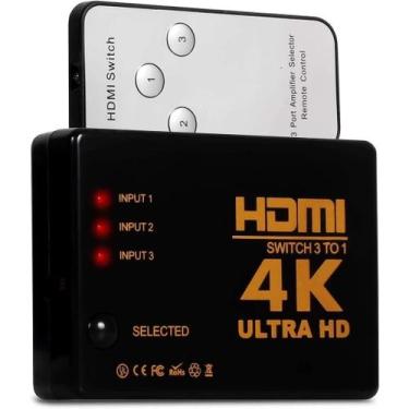 Imagem de Adaptador Switch Hdmi Divisor 3 Entrada 1 Saída 4k Full Hd - KNUP EXBO