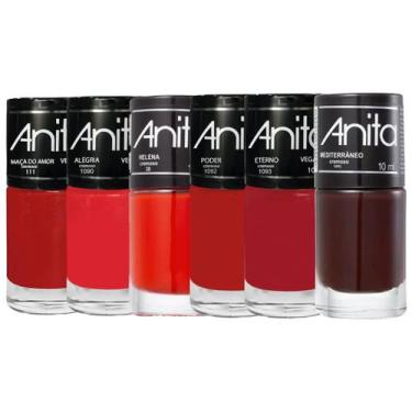 Imagem de Kit 6 Esmaltes Tons de Vermelho 10ml Coleção Anita