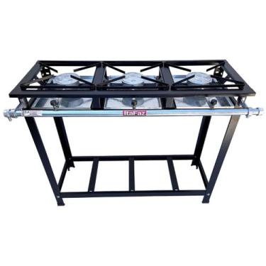 Imagem de Fogão Industrial de Piso 3 Bocas Alta Pressão 30x30cm Itafaz - Itabrás