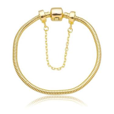 Imagem de Pulseira Berloque Com Trava de Segurança Banhado a Ouro 18k - Work Sem