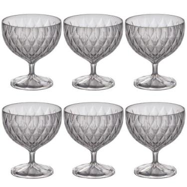 Imagem de Taça de Plástico para Sobremesa 350ml Cristal Glamour Incolor com 6 un