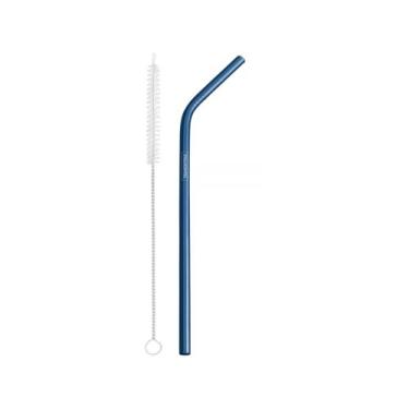 Imagem de Canudo Reutilizável Inox Tramontina Bar Azul - com Escova 2 Peças