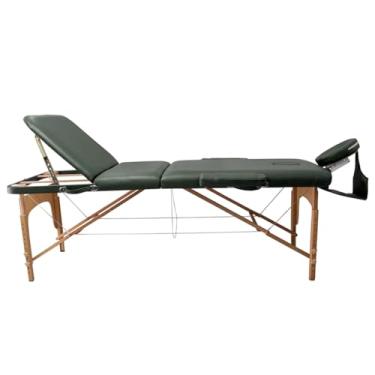 Imagem de Maca Dobrável Madeira 350kg Estética Massagem Portátil Cor Verde Escuro - Gold - Modelo 3 Seções 1,90x70cm