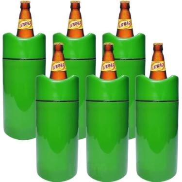 Imagem de Porta Garrafas Térmico Litrao Camisinha Para Cerveja Bar Restaurante Isopor Para Cerveja Bar Restaurante (Verde, Kit 6 Unidades)