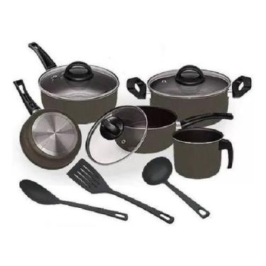 Imagem de Jogo De Panelas 08 Peças Preto Antiaderente Elegan - Marpal