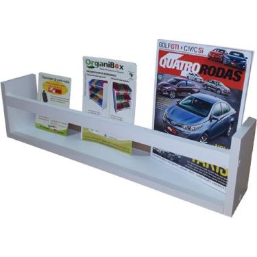 Imagem de Revisteiro De Parede Fixação Invisível Organibox 60x15x10cm, Branco, M