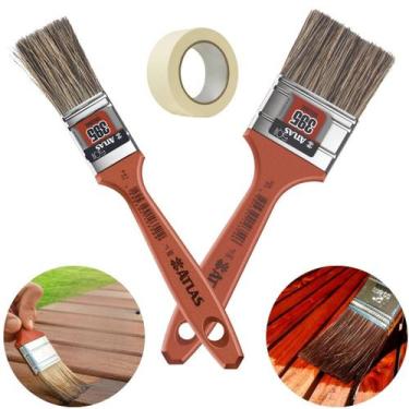 Imagem de Pincel Trincha 25Mm E 50Mm Pintura Multiuso + Fita Crepe - Atlas