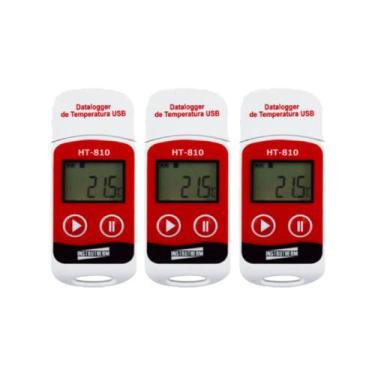 Imagem de Kit 3 Datalogger Digital Escala -30 A 70C 32000 Dados Termômetro C F U