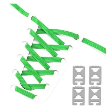 Imagem de Elastic No Tie Shoe Laces Anchors Flat Shoelace Lock Clip for Adults and Kids Tieless Shoelaces for Sneakers(Green)