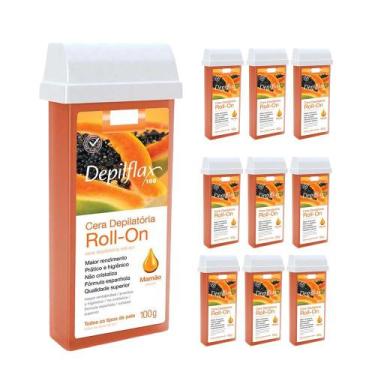 Imagem de Kit 10 Refil Ceras para Depilação Roll On Quente Mamão Mel Depilatória