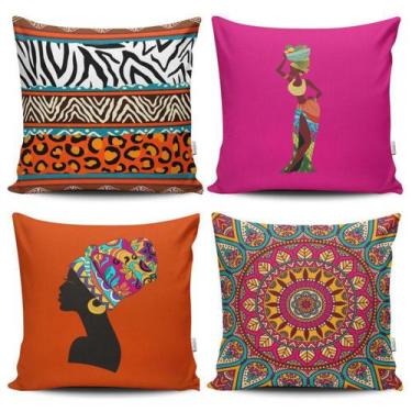 Imagem de Kit 4 Capas Decorativas Estampadas - Africana - VKAZA