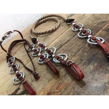 Imagem de Cabeçada E Redea Argolada Couro Leg Cavalo Mula Eguas Burros - AF COUR