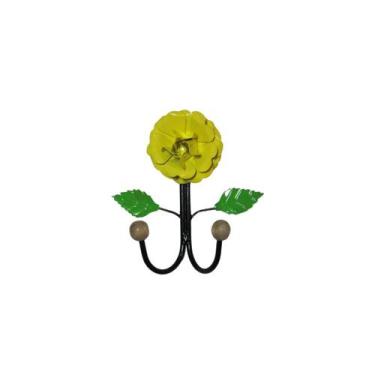 Imagem de Cabide 2 Ganchos Suporte Em Ferro Detalhes Flor De Ferro - D'Cor & Art