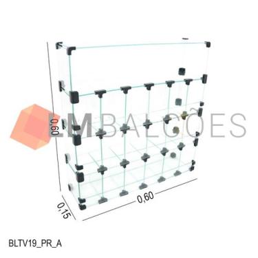 Imagem de Baleiro Expositor Preto de Vidro Display 0,60 x 0,60 x 0,15m - LM Balc