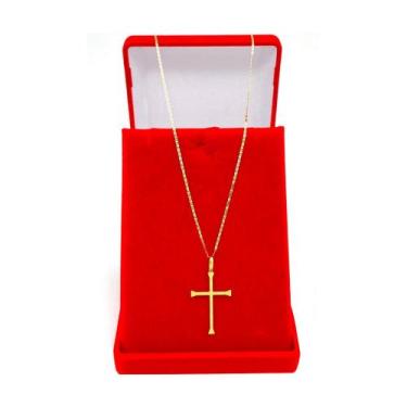 Imagem de Cordão De Ouro 18k Piastrine Masculino 70cm E Crucifixo - DR Joias