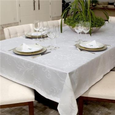 Imagem de Toalha De Mesa Quadrada 220x220 Hibisco Branca Impermeavel - PIETRA