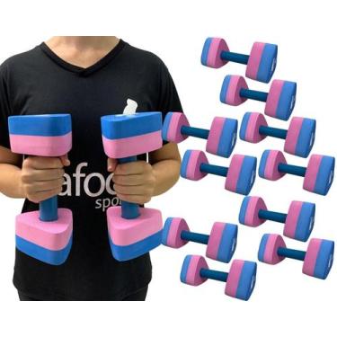 Imagem de 5 Pares de Halteres Hidroginástica EVA DF1091-R P 1 à 2kg Azul/Rosa Da