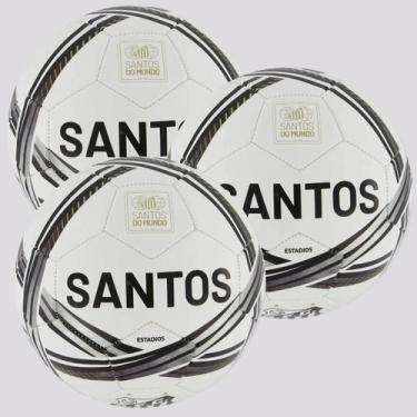 Imagem de Kit 3 Bolas Santos Estádios 24 Campo Branca e Preta - Sportcom, 05