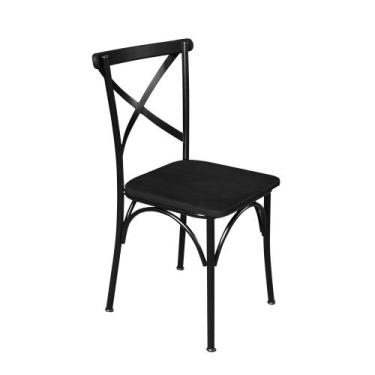 Imagem de Cadeira de Jantar Industrial Madeira Base Alumínio Paris - Preta - ART