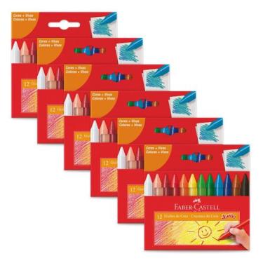 Imagem de Kit 6 caixas de Giz de cera Jumbo 12 cores Faber-Castell