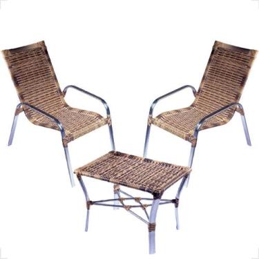 Imagem de Conjunto 2 Cadeiras e Mesa de Centro Alumínio Para Área Externa Fortal