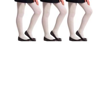 Imagem de Kit com 3 Meias Calças Infantil Fio 70 Canelada Selene 9500-001, Branc