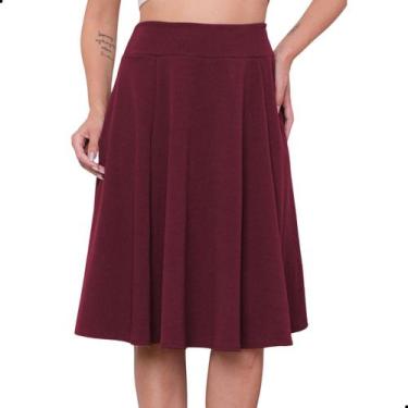 Imagem de Saia Godê Midi Rodada Cintura Alta Crepe Evangélica - Look Modas Octav