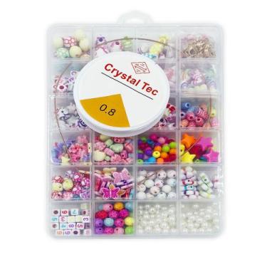 Imagem de Kit Miçangas Infantil Coloridas Pulseira Lanmax 555pçs G