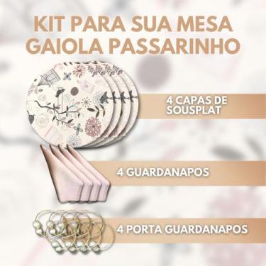 Imagem de Kit 12 Peças Mesa Posta Capa+porta+guardanapo - Gaiola Passarinho - Lu