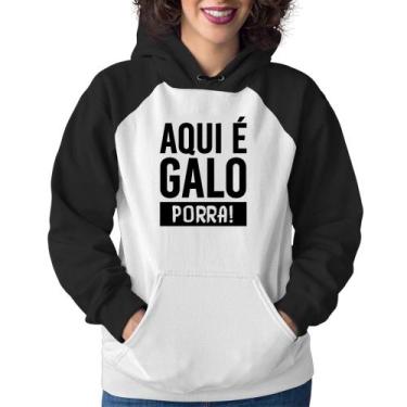 Imagem de Moletom Feminino Aqui é galo  - Foca na Moda, Branco, Preto, P