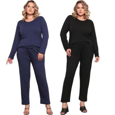 Imagem de Kit 2 Conjunto Plus Size Feminino Manga Comprida Viscolycra - Felicity