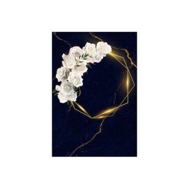 Imagem de Painel De Festa Vertical 1,50 x 2,20 - Geométrico Floral Branco com Az