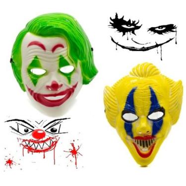 Imagem de 2 mascaras de palhaço coringa cosplay assustador fantasia terror - fol