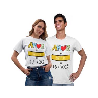 Imagem de Kit Love Com 2 Camisas Camisetas Dia Dos Namorados Casal Branca - Del 