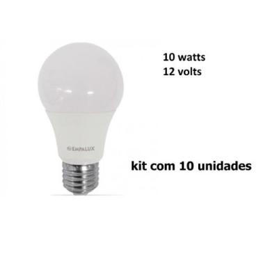 Imagem de KIT 10 Lâmpadas Led 12v 10w E-27 Energia Solar Empalux - Al10062