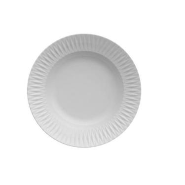 Imagem de Jogo 6 Pratos Fundo Diamante 23cm Relevo Porcelana Branca Germer - Ger